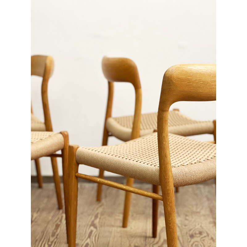 Set of 6 Danish mid-century model 75 chairs by Niels O. Moller for Jl Mollers Mobelfabrik, 1950