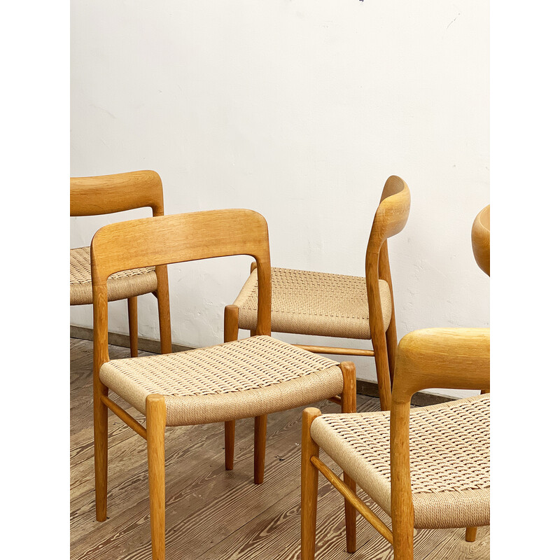 Set of 6 Danish mid-century model 75 chairs by Niels O. Moller for Jl Mollers Mobelfabrik, 1950