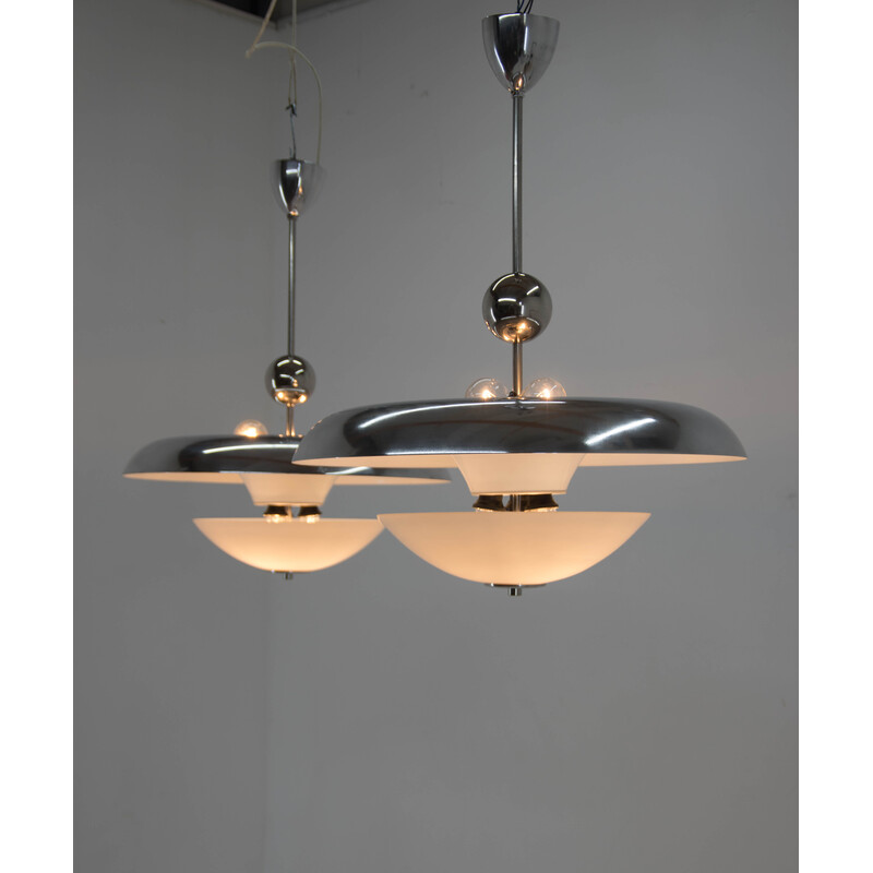 Pair of vintage Bauhaus chandeliers by Franta Anyz, 1930s