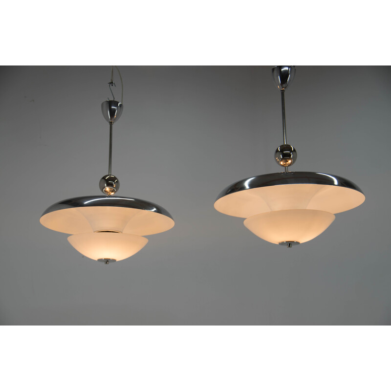 Pair of vintage Bauhaus chandeliers by Franta Anyz, 1930s