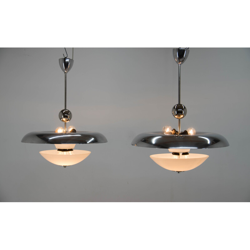 Pair of vintage Bauhaus chandeliers by Franta Anyz, 1930s