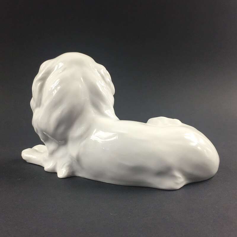 Vintage porcelain Japanese chin dog figurine by Erich Hösel for Meissen Porzellan, Germany 1950s