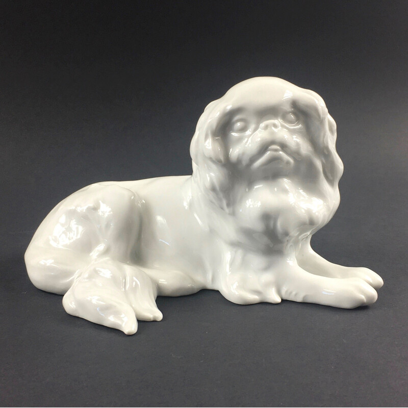 Vintage porcelain Japanese chin dog figurine by Erich Hösel for Meissen Porzellan, Germany 1950s