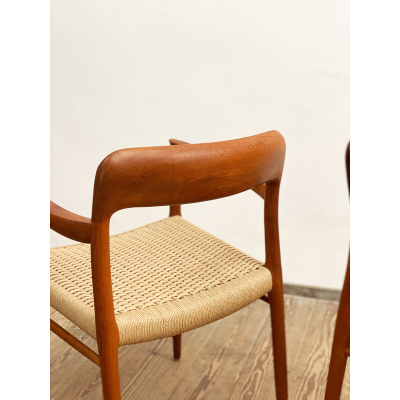 Danish mid-century pair of teak chairs model 56 by Niels O Moller for Jl Mollers Mobelfabrik, 1950s