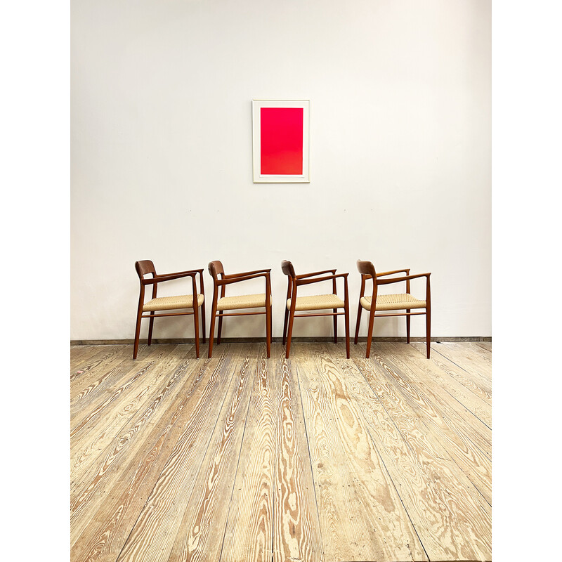 Danish mid-century set of 4 teak chairs model 56 by Niels O Moller for Jl Møllers Mobelfabrik, 1950s