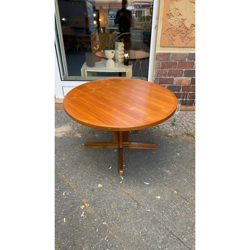 Vintage extendable teak round table, 1960s