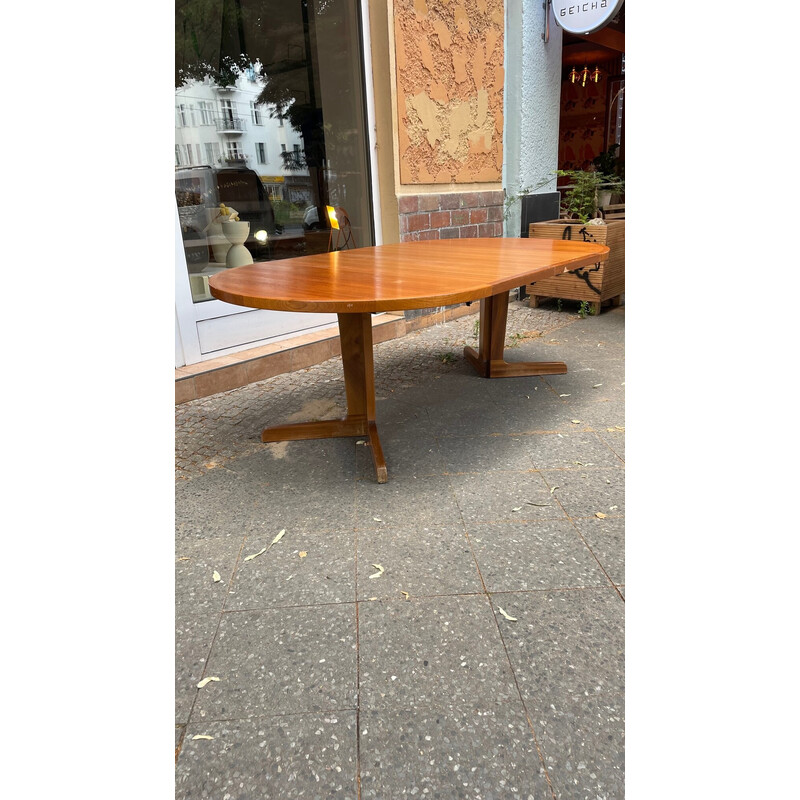 Vintage extendable teak round table, 1960s