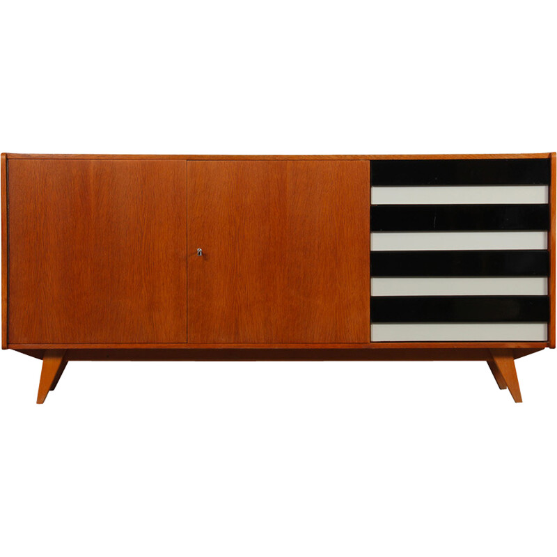 Vintage oak sideboard model U-460 by Jiri Jiroutek for Interier Praha, 1960s