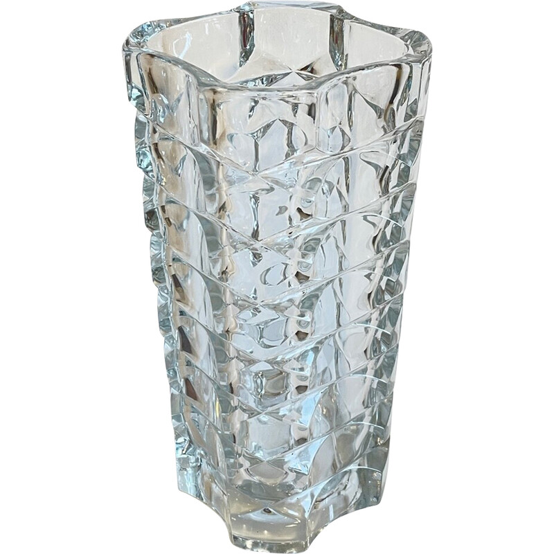 Vintage cast semi-crystal vase, 1950