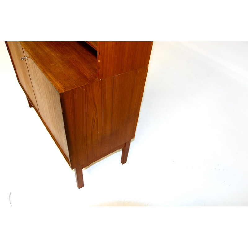 Vintage teak chest of drawers with bookcase, Sweden 1960