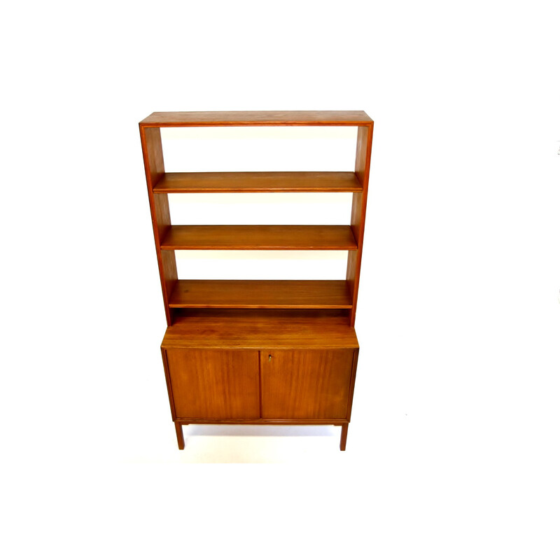 Vintage teak chest of drawers with bookcase, Sweden 1960