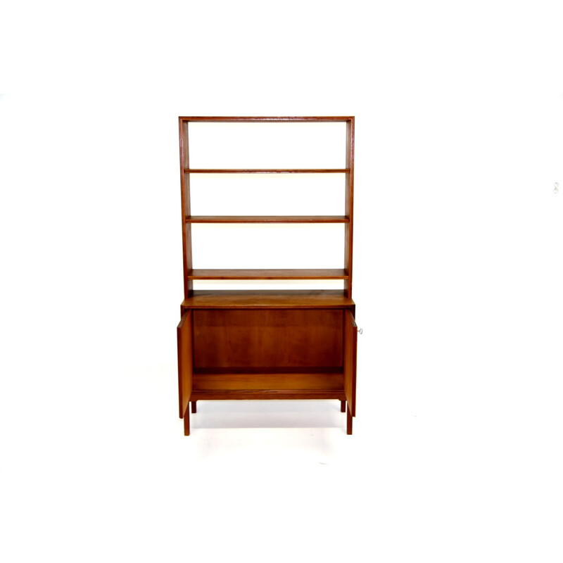 Vintage teak chest of drawers with bookcase, Sweden 1960