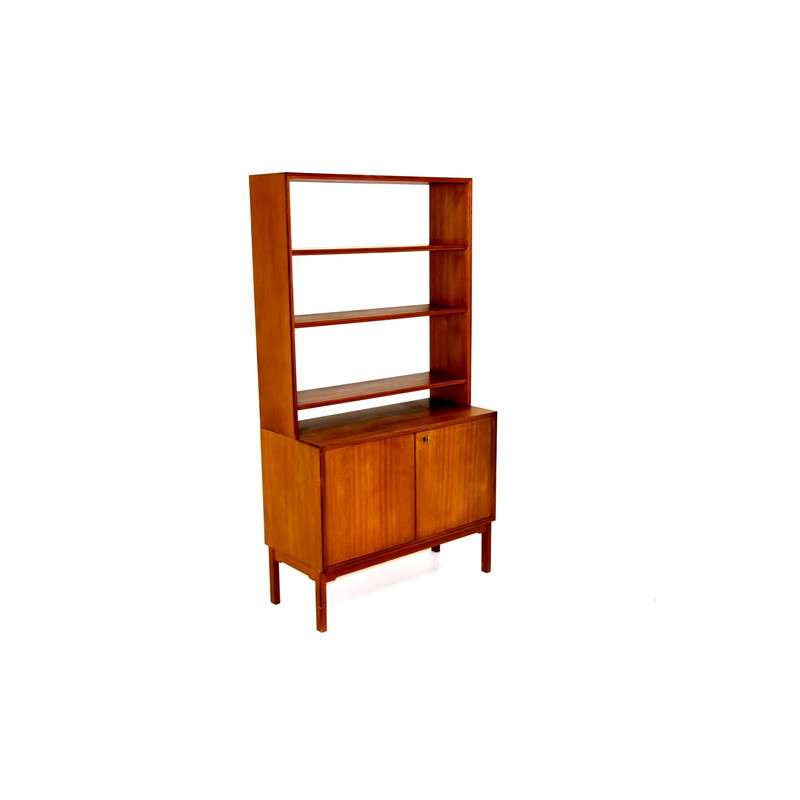 Vintage teak chest of drawers with bookcase, Sweden 1960