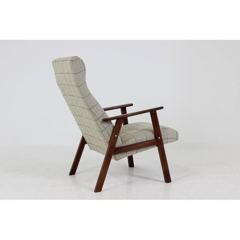 Danish teak high-back easy chair with ottoman - 1960s