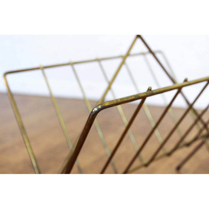 Mid century gilded metal magazine rack, 1960-1970s