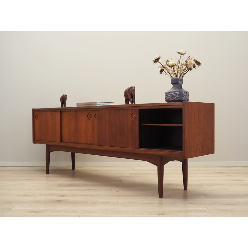 Teak vintage sideboard with sliding doors, Denmark 1960s