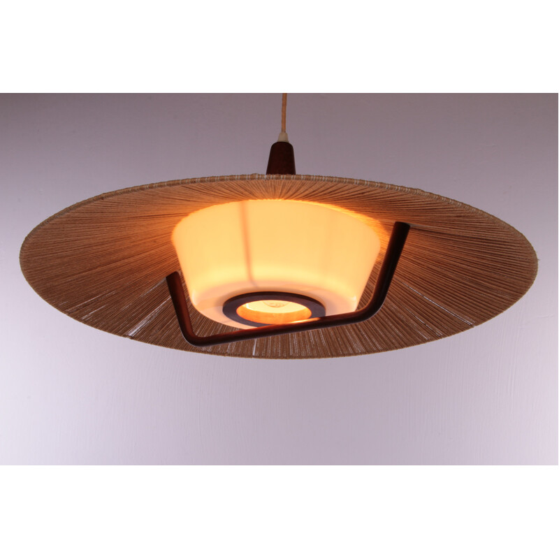 Vintage Temde pendant lamp with teak, Germany 1960s