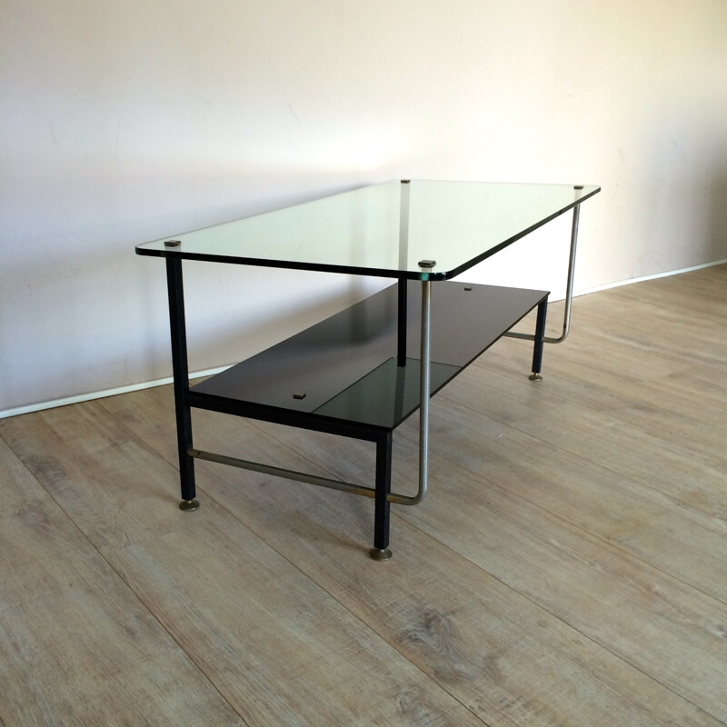 Coffee table with double glass table tops - 1950s