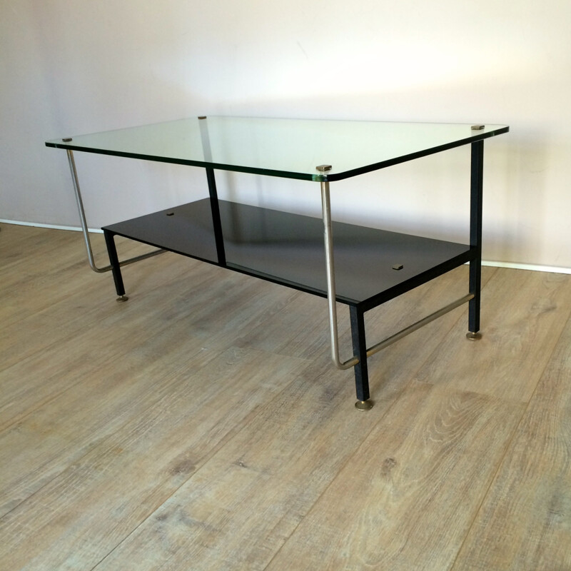 Coffee table with double glass table tops - 1950s