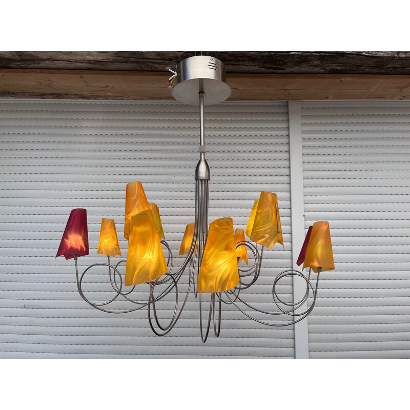 Vintage silver chandelier by Maison le Dauphin, 1990