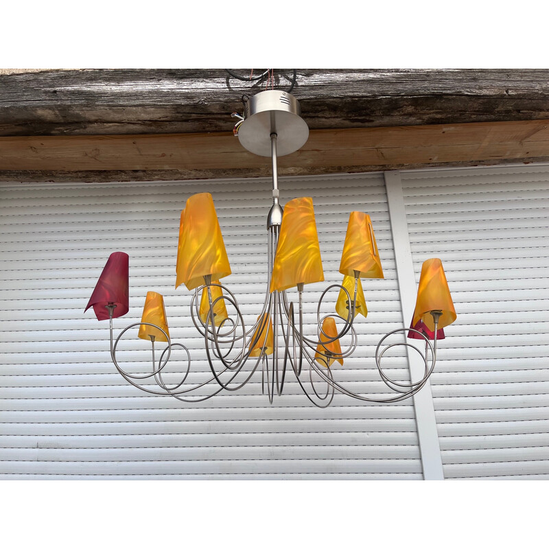 Vintage silver chandelier by Maison le Dauphin, 1990