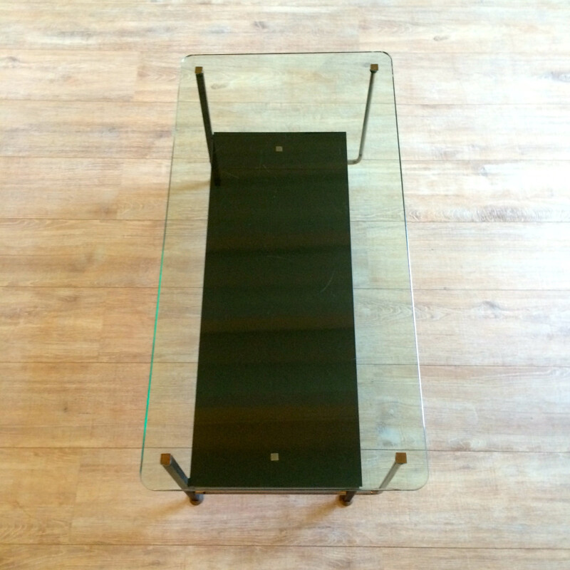 Table basse à double plateaux en verre - années 50