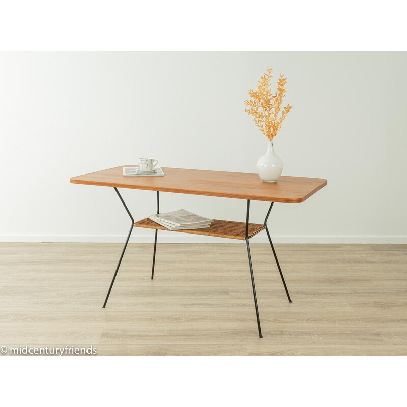 Vintage teak en metalen salontafel, Duitsland 1950