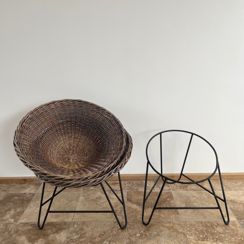 Pair of vintage wicker armchairs, England 1990s