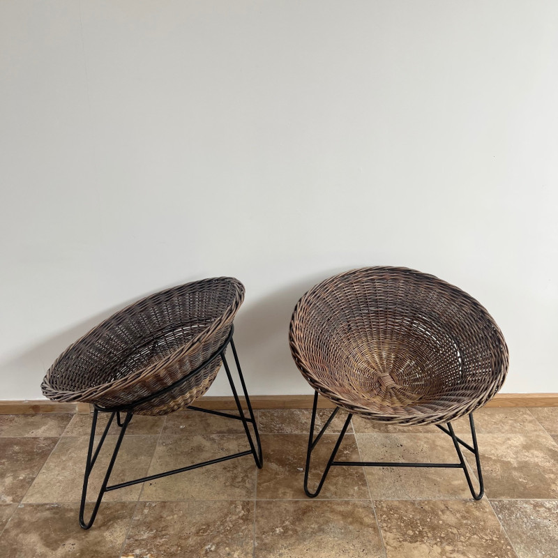 Pair of vintage wicker armchairs, England 1990s