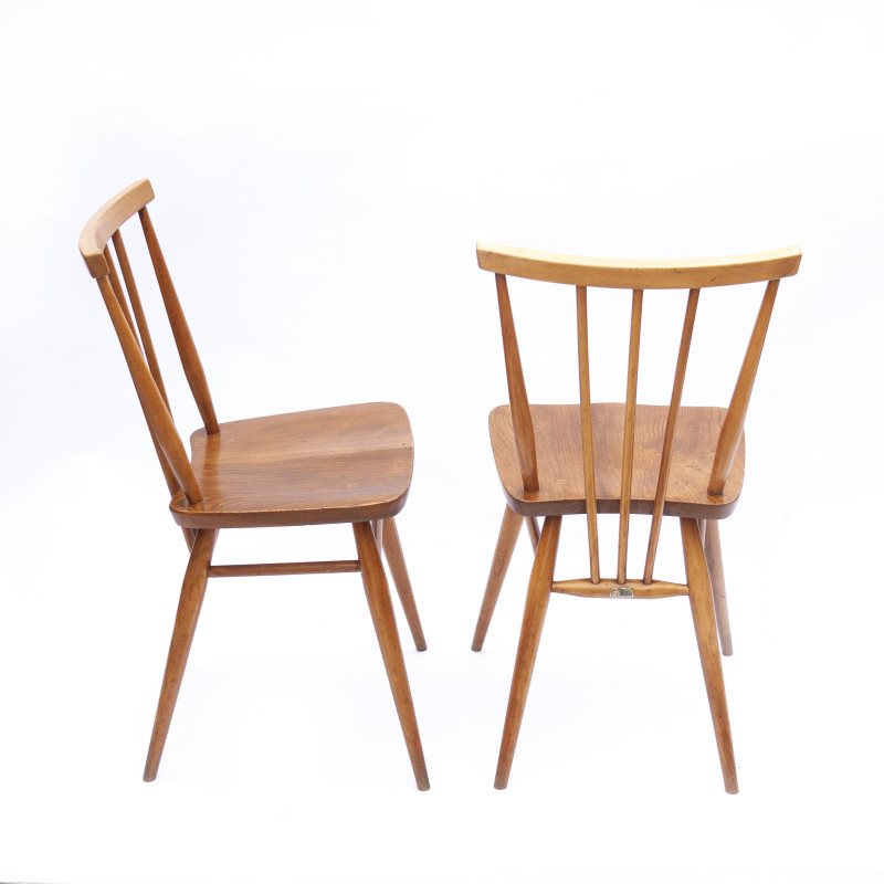 Satz von 4 Vintage-Stühlen 391 aus Buchen- und Abalone-Holz von Ercol, 1960