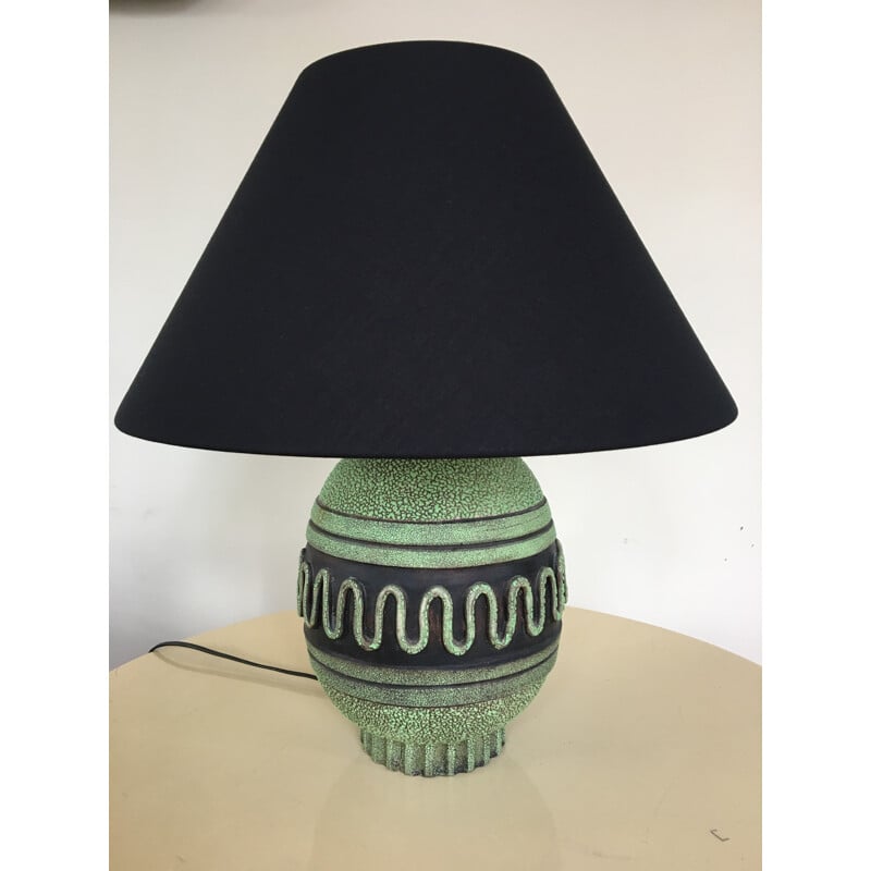 Lampe de table en céramique verte - 1950