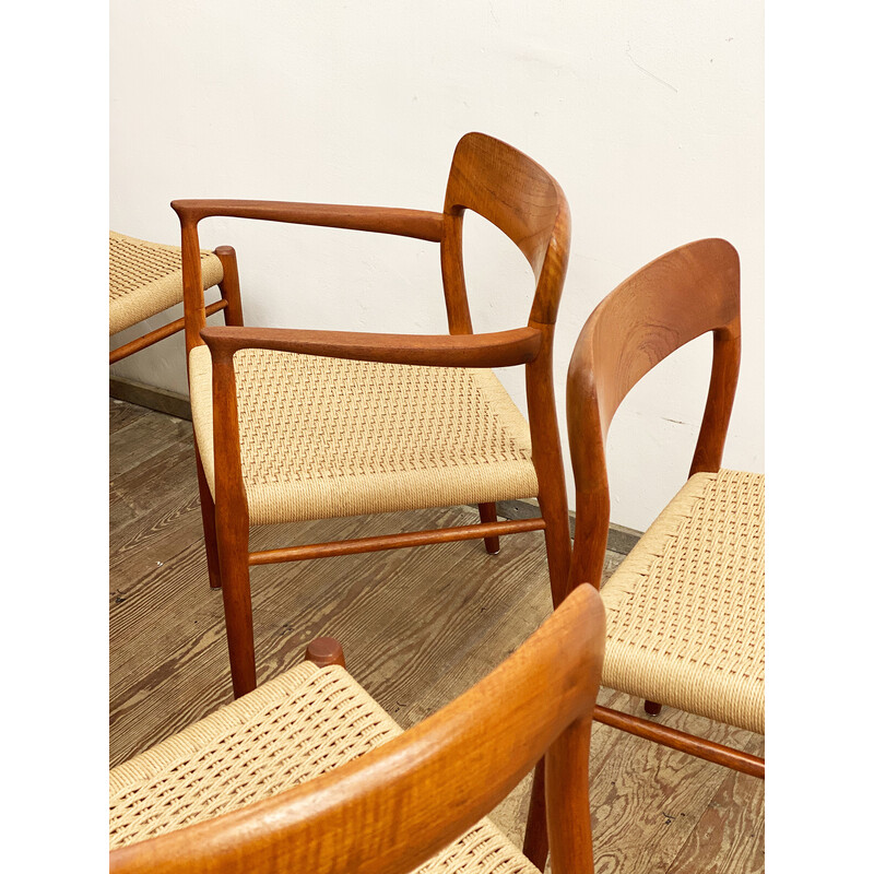 Danish Mid-Century Model 56 & 75 Chairs in Teak by Niels O. Møller for JL Mollers Møbelfabrik, 1950, Set of 6