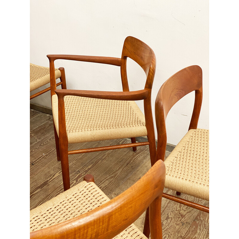 Set of 6 Danish mid-century model 56 and 75 chairs by Niels O. Moller for Jl Mollers Mobelfabrik, 1950