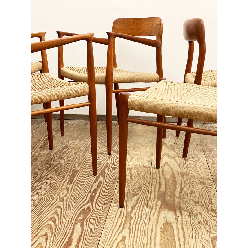 Set of 6 Danish mid-century model 56 and 75 chairs by Niels O. Moller for Jl Mollers Mobelfabrik, 1950