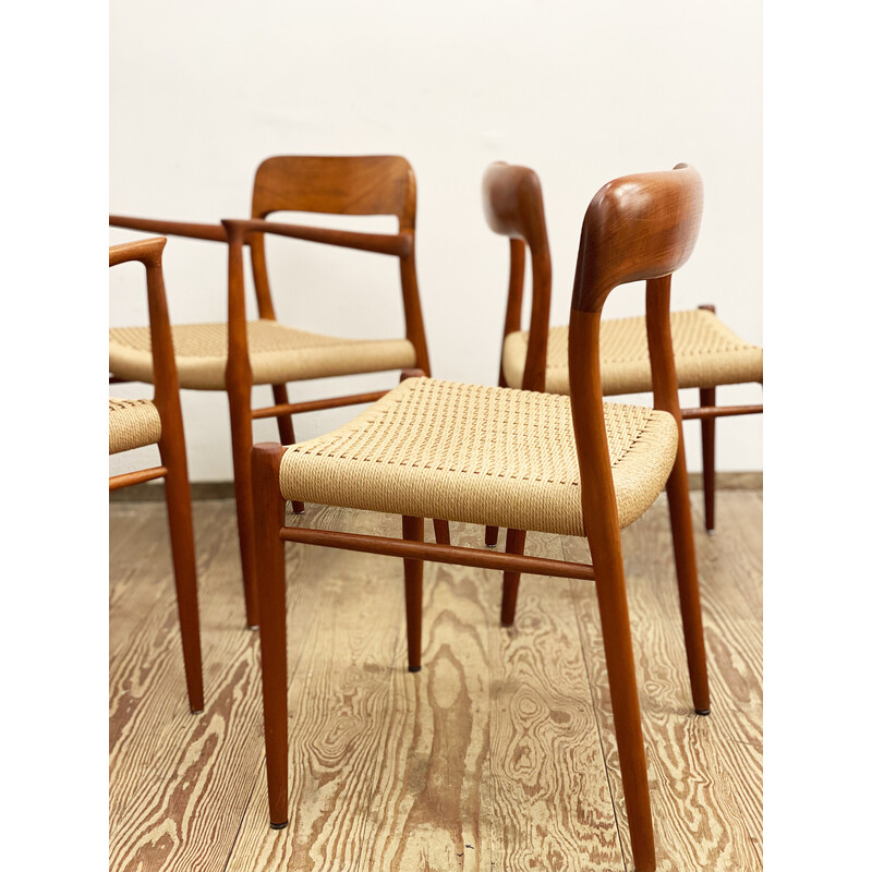 Danish Mid-Century Model 56 & 75 Chairs in Teak by Niels O. Møller for JL Mollers Møbelfabrik, 1950, Set of 6