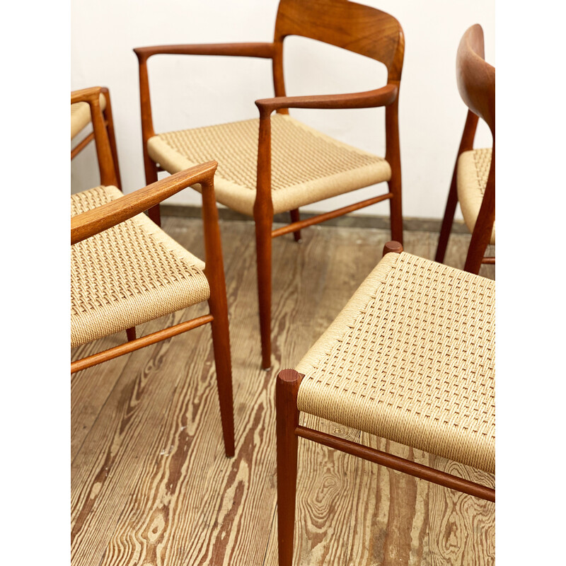 Set of 6 Danish mid-century model 56 and 75 chairs by Niels O. Moller for Jl Mollers Mobelfabrik, 1950