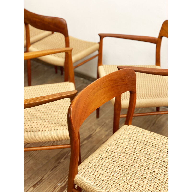 Set of 6 Danish mid-century model 56 and 75 chairs by Niels O. Moller for Jl Mollers Mobelfabrik, 1950