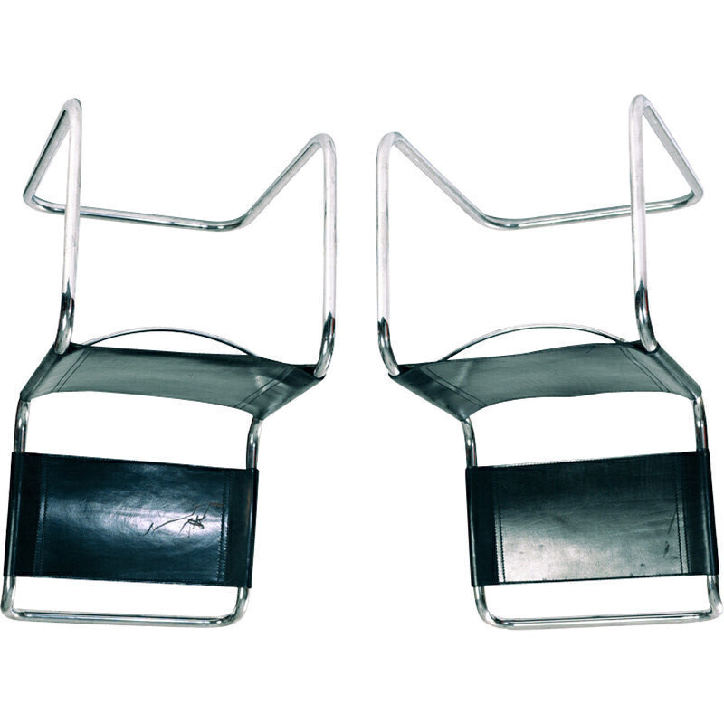 Vintage Bauhaus stoelen in gegespt leer van Mart Stam voor Fasem, Italië