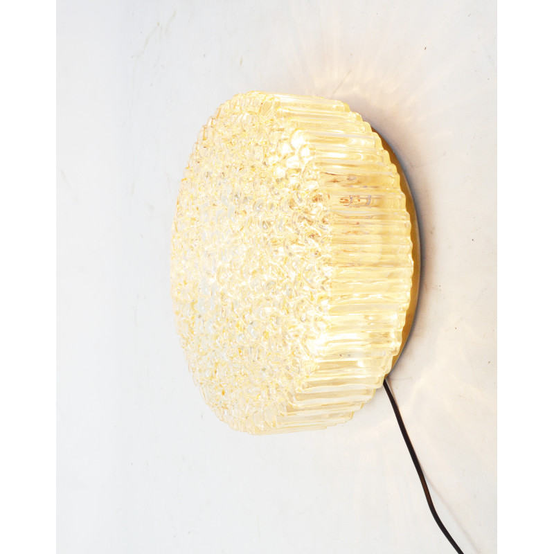 Vintage glass wall lamp by Limburg, Germany 1970s