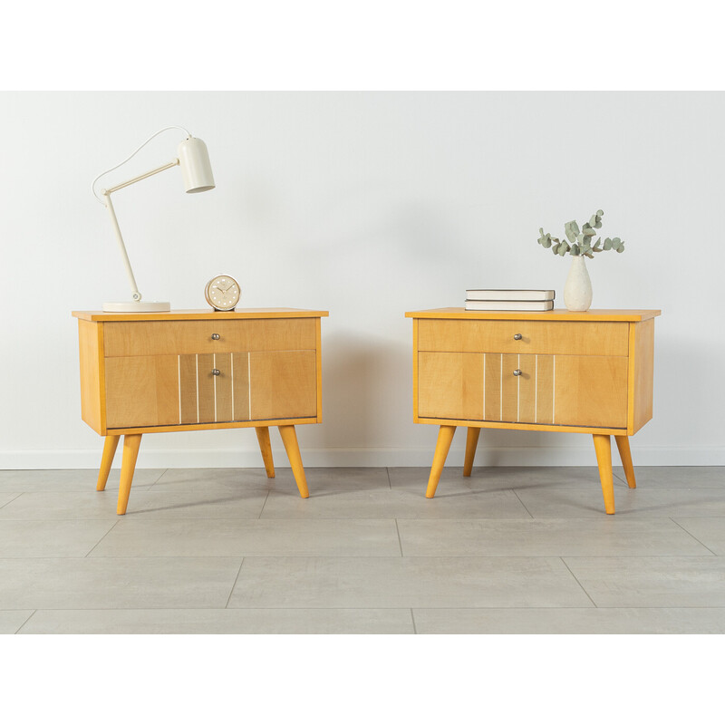 Vintage birchwood veneer night stand, Germany 1950s