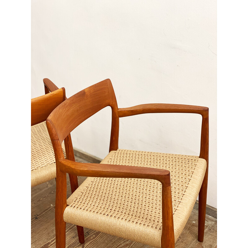 Par de cadeiras de teca vintage modelo 57 de Niels O. Moller para J.l Mollers Mobelfabrik, Dinamarca 1950