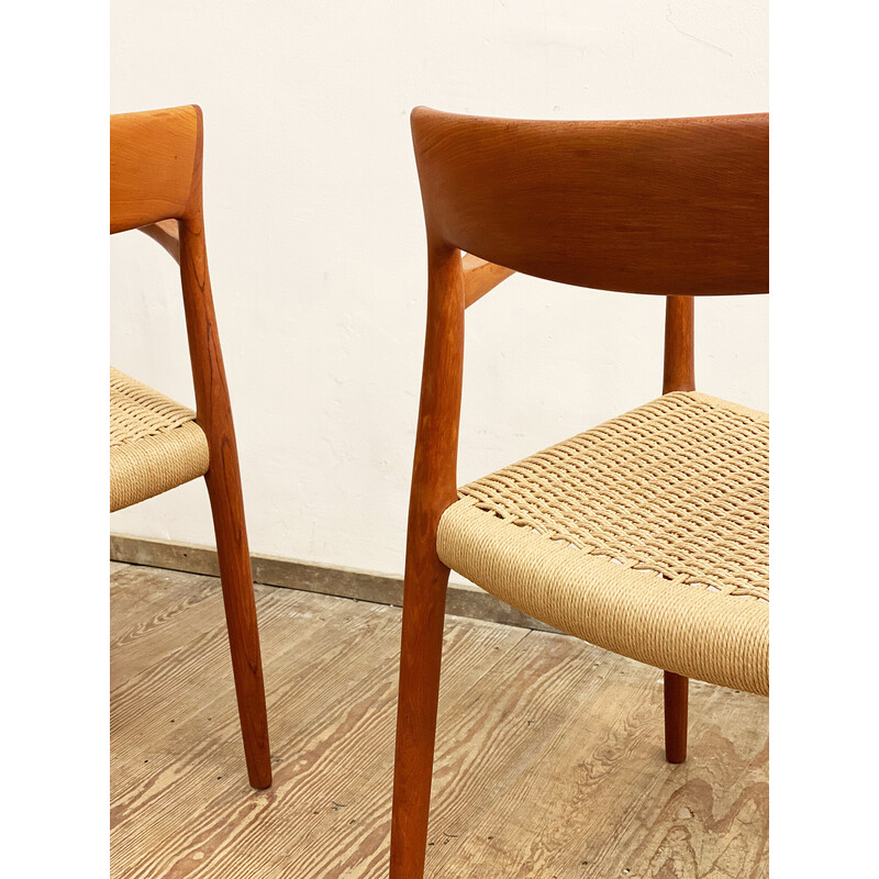 Paar vintage teakhouten stoelen model 57 van Niels O. Moller voor J.l Mollers Mobelfabrik, Denemarken 1950
