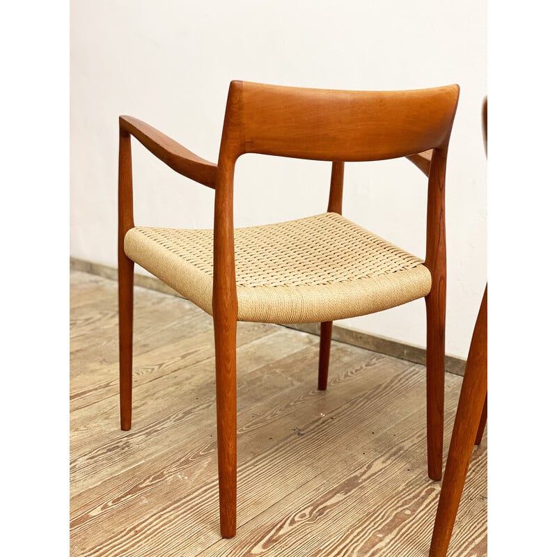 Pair of vintage teak chairs model 57 by Niels O. Moller for J.l Mollers Mobelfabrik, Denmark 1950