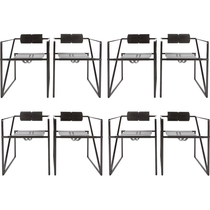 Set of 8 black "seconda 602" chairs, Mario BOTTA - 1980s