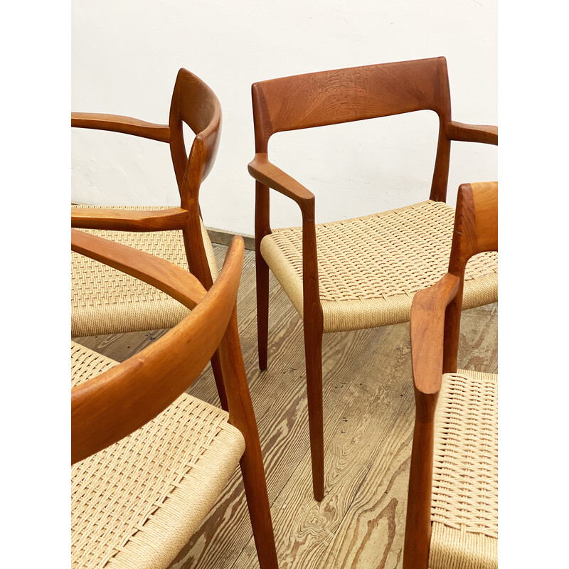 Conjunto de 4 cadeiras dinamarquesas vintage modelo 57 de Niels O. Moller para Jl Mollers Mobelfabrik, 1950