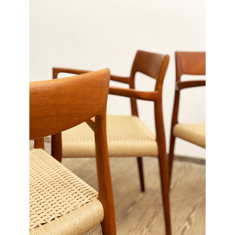 Set van 4 vintage Deense stoelen model 57 door Niels O. Moller voor Jl Mollers Mobelfabrik, 1950