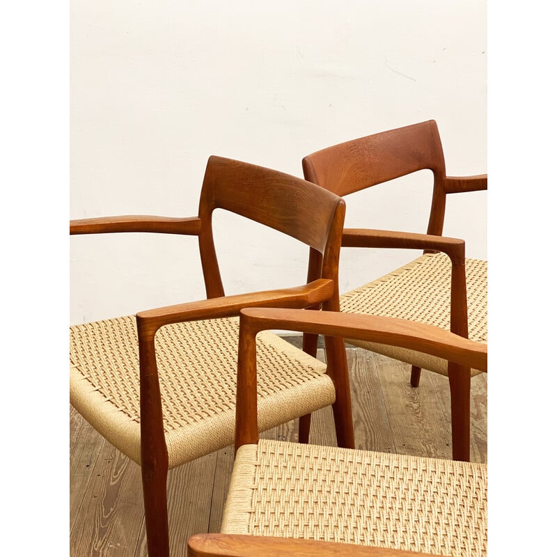 Conjunto de 4 cadeiras dinamarquesas vintage modelo 57 de Niels O. Moller para Jl Mollers Mobelfabrik, 1950