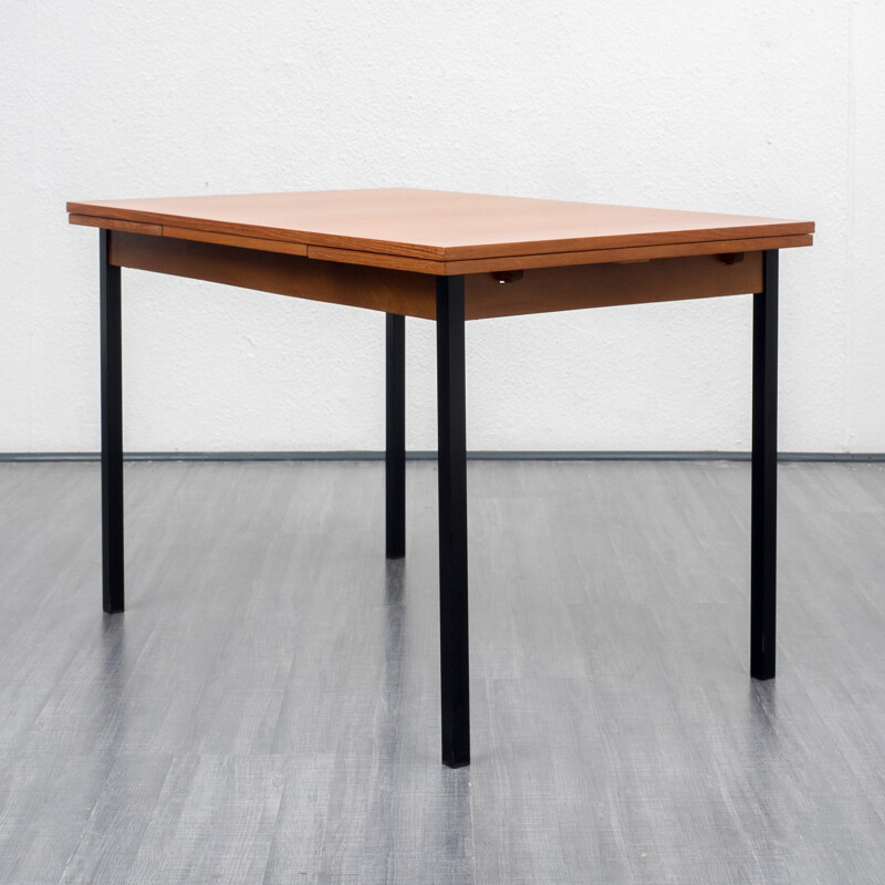 Table de salle à manger cubique à ralonges en teck - 1960