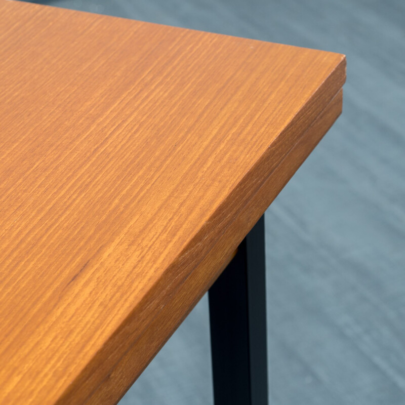 Cubical teak extendible dining table - 1960s