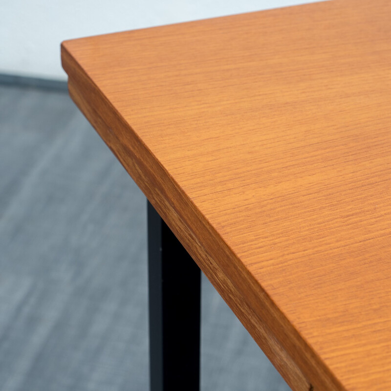 Cubical teak extendible dining table - 1960s